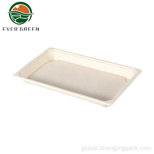 Pulp Sushi Container Ever Green Sugarcane Bagasse Container Biodegradable Tray Supplier